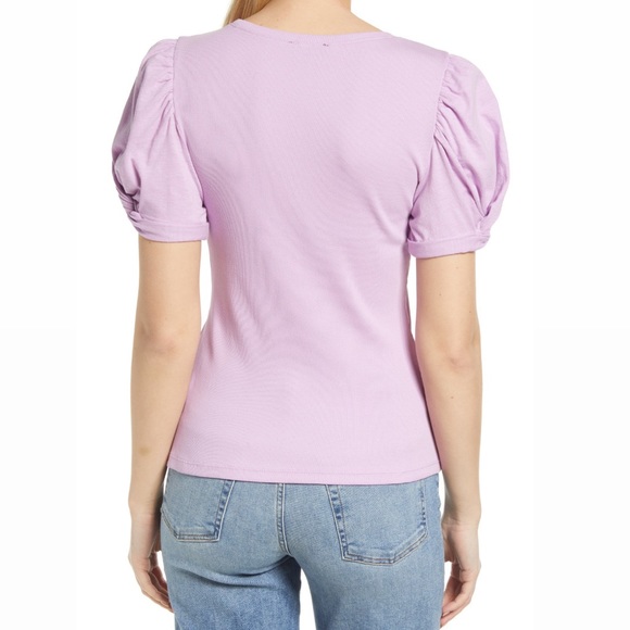 1.STATE Puff Sleeve Rib Knit T-shirt in Voilet Tulle - Picture 2 of 10